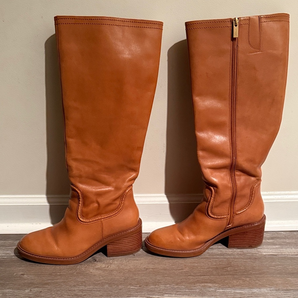 Vince Camuto tan leather boots.